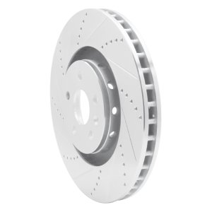 Cadillac CTS Brake Rotor (1) - Front Left - R1 Concepts - Drilled & Slotted - Silver - `09-`15